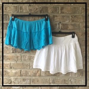MINI SKIRTS WHITE & BLUE EYELET TENNIS SKIRTS